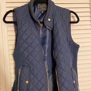 Navy Blue Quilted Vest with gold details